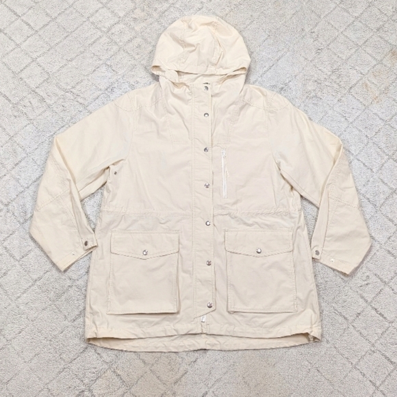 J. Crew Jackets & Blazers - J. Crew Jacket Womens L White Cream Relaxed Perfect Lightweight Hooded Rain
